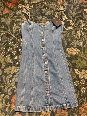 Levi Denim Button-Front Mini Dress